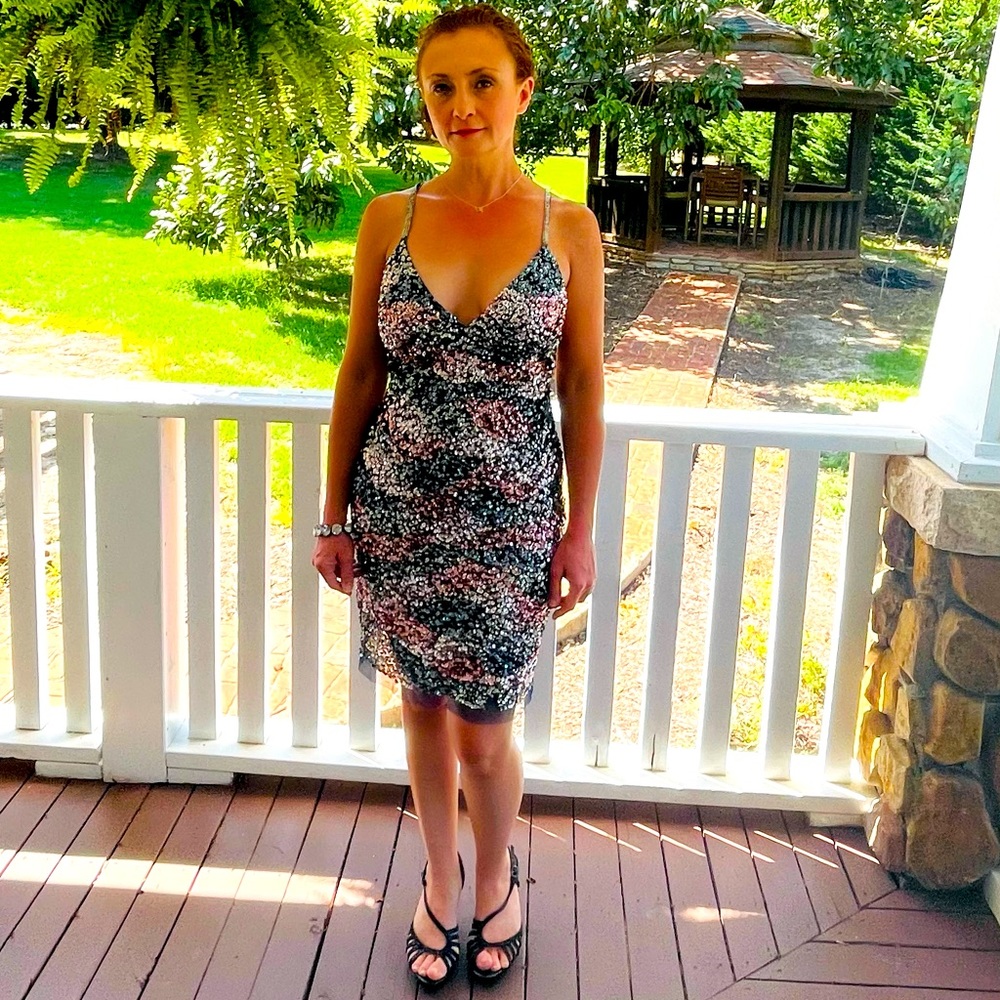 Aidan by Aidan Metallic Sequin cocktail dress 10
